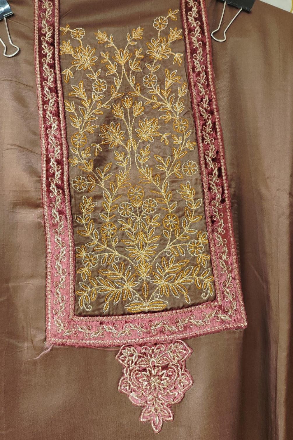 cotton satin with zari and thread work highlighted cotton satin with zari and thread work highlighted