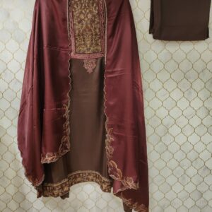 cotton satin with zari and thread work highlighted