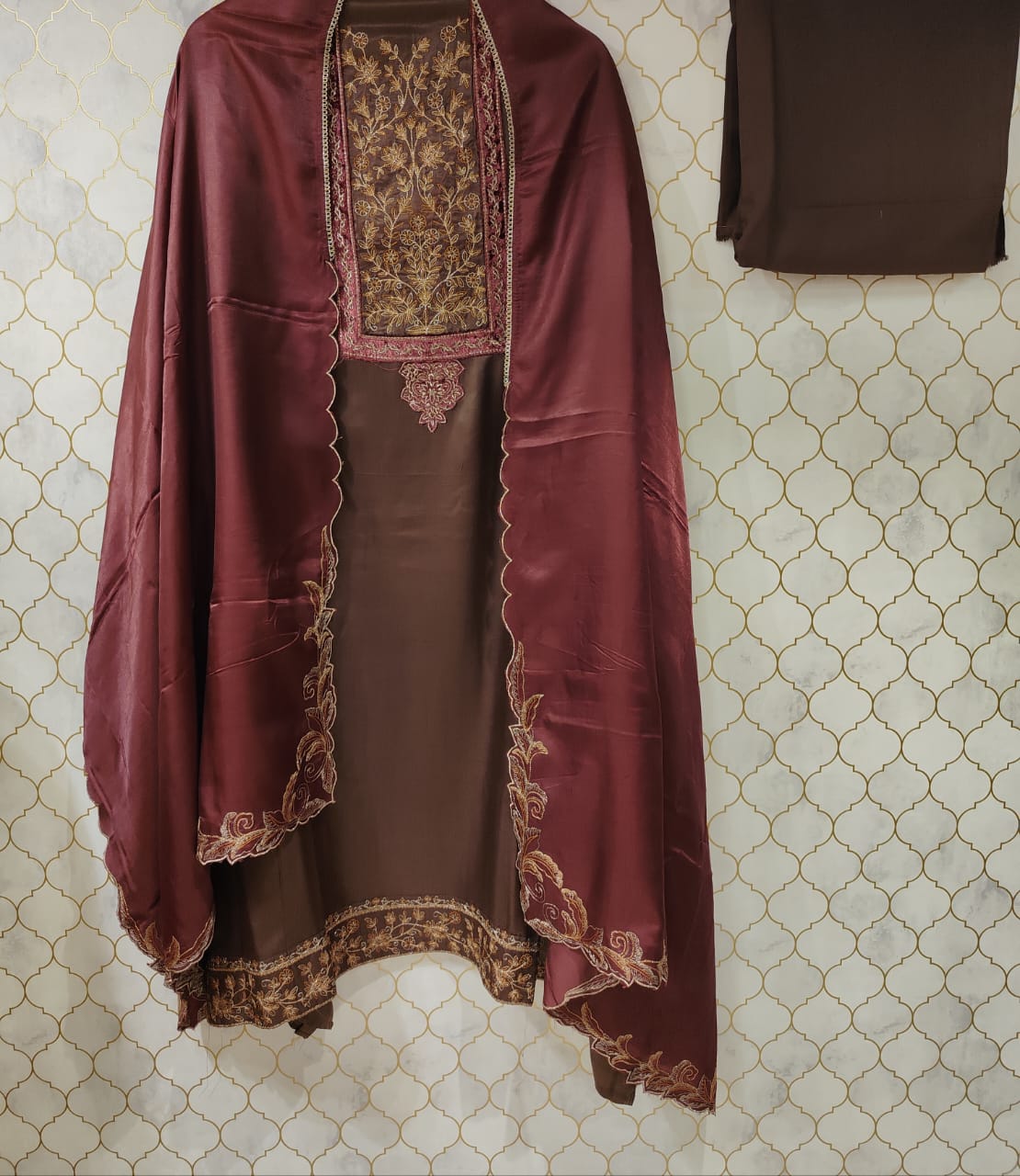 cotton satin with zari and thread work highlighted cotton satin with zari and thread work highlighted