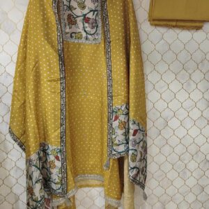 pure cotton silk with bandhani print