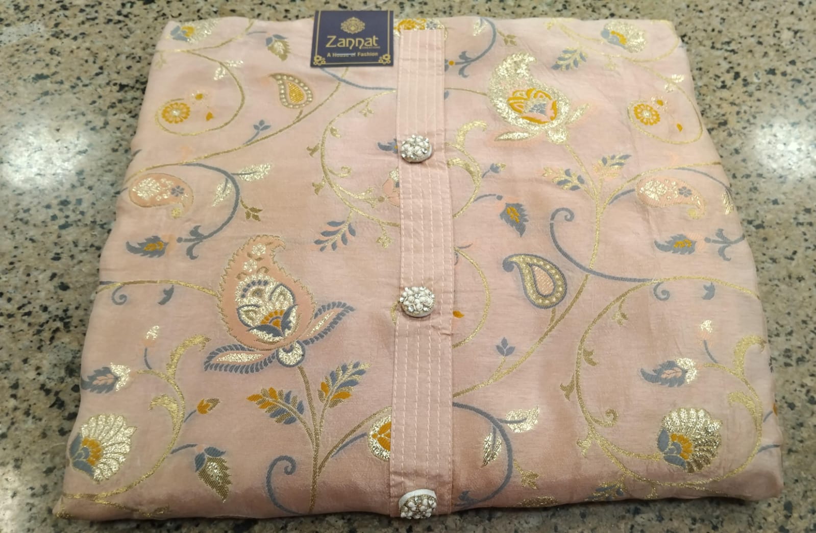 pure printed crepe suit with zari work (4 colours) pure printed crepe suit with zari work (4 colours)