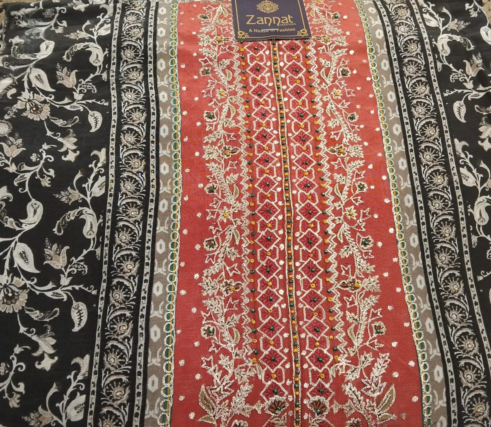 pure printed crepe suit with zari work (4 colours) pure printed crepe suit with zari work (4 colours)
