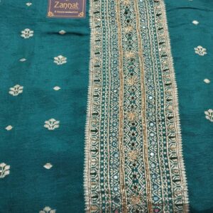 pure banarasi very beautiful silk suit with neck embroidery highlighted on it