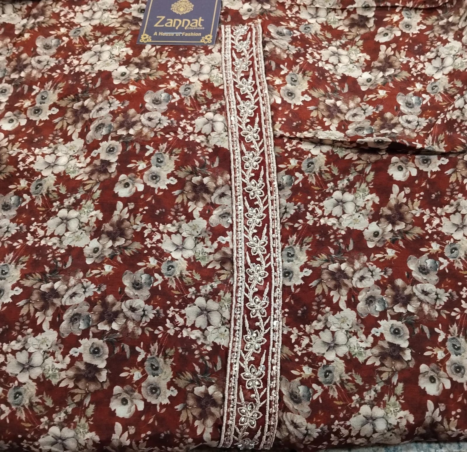pure printed crepe suit with kurta pati neck pure printed crepe suit with kurta pati neck