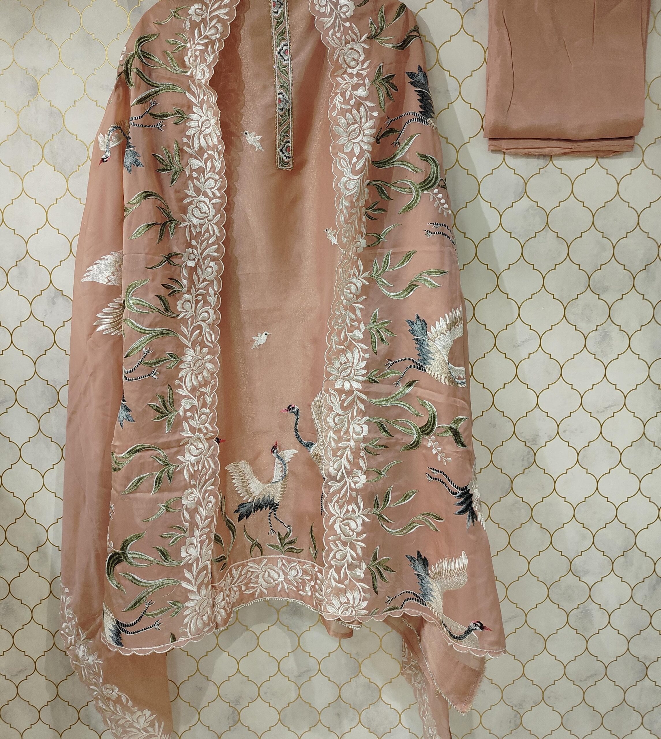 pure tissue silk suit with thread bird work buties pure tissue silk suit with thread bird work buties