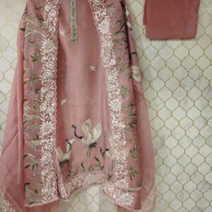 pure tissue silk suit with thread bird work buties