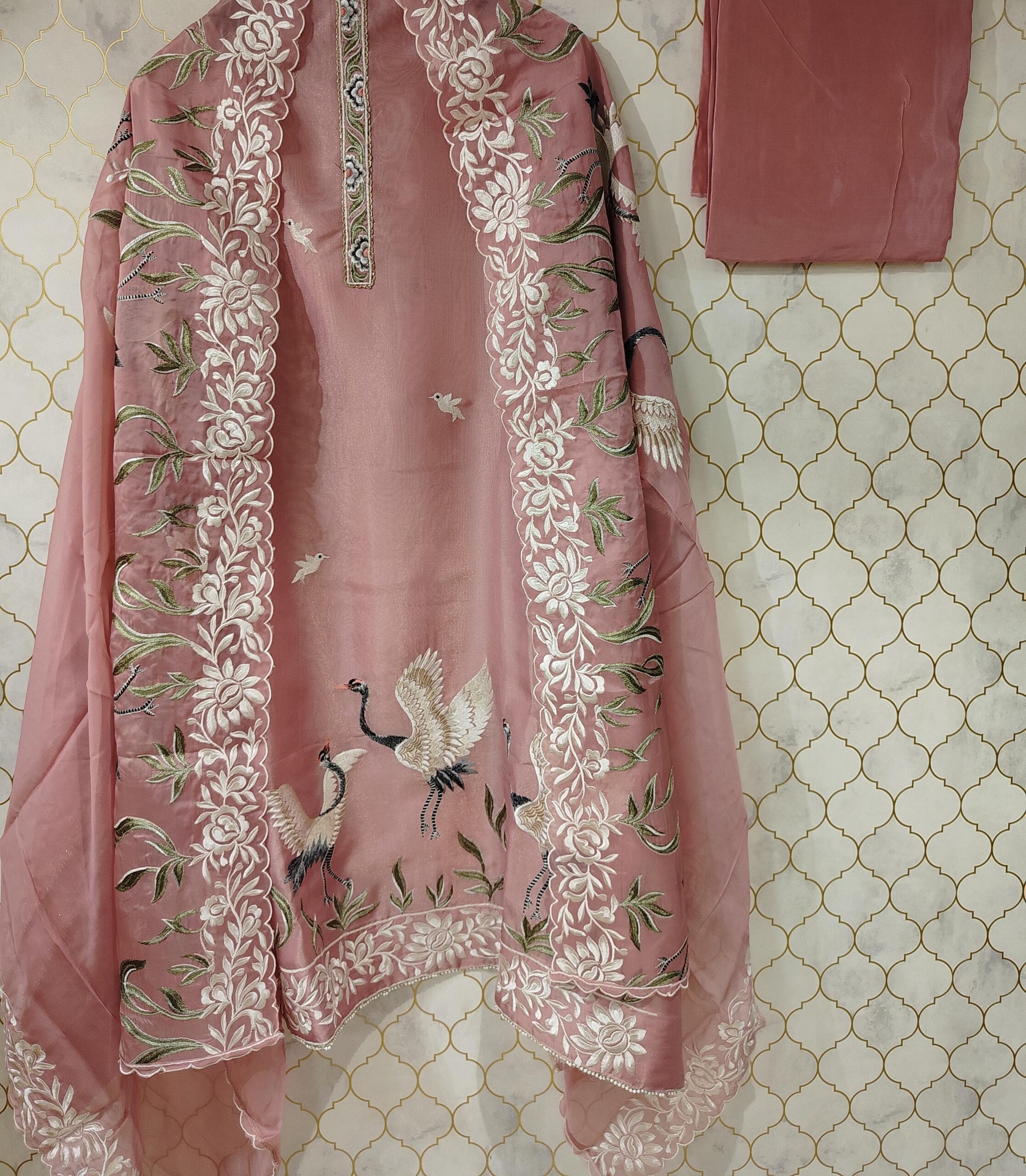 pure tissue silk suit with thread bird work buties pure tissue silk suit with thread bird work buties