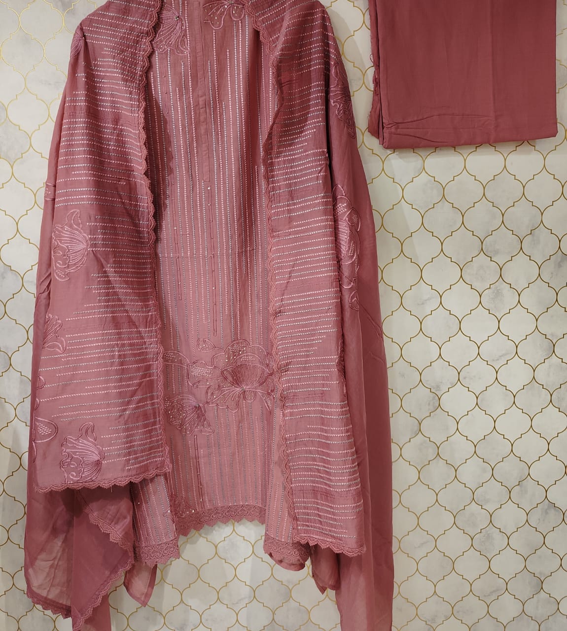 pure cotton muslin suit with highlighted by thread work pure cotton muslin suit with highlighted by thread work