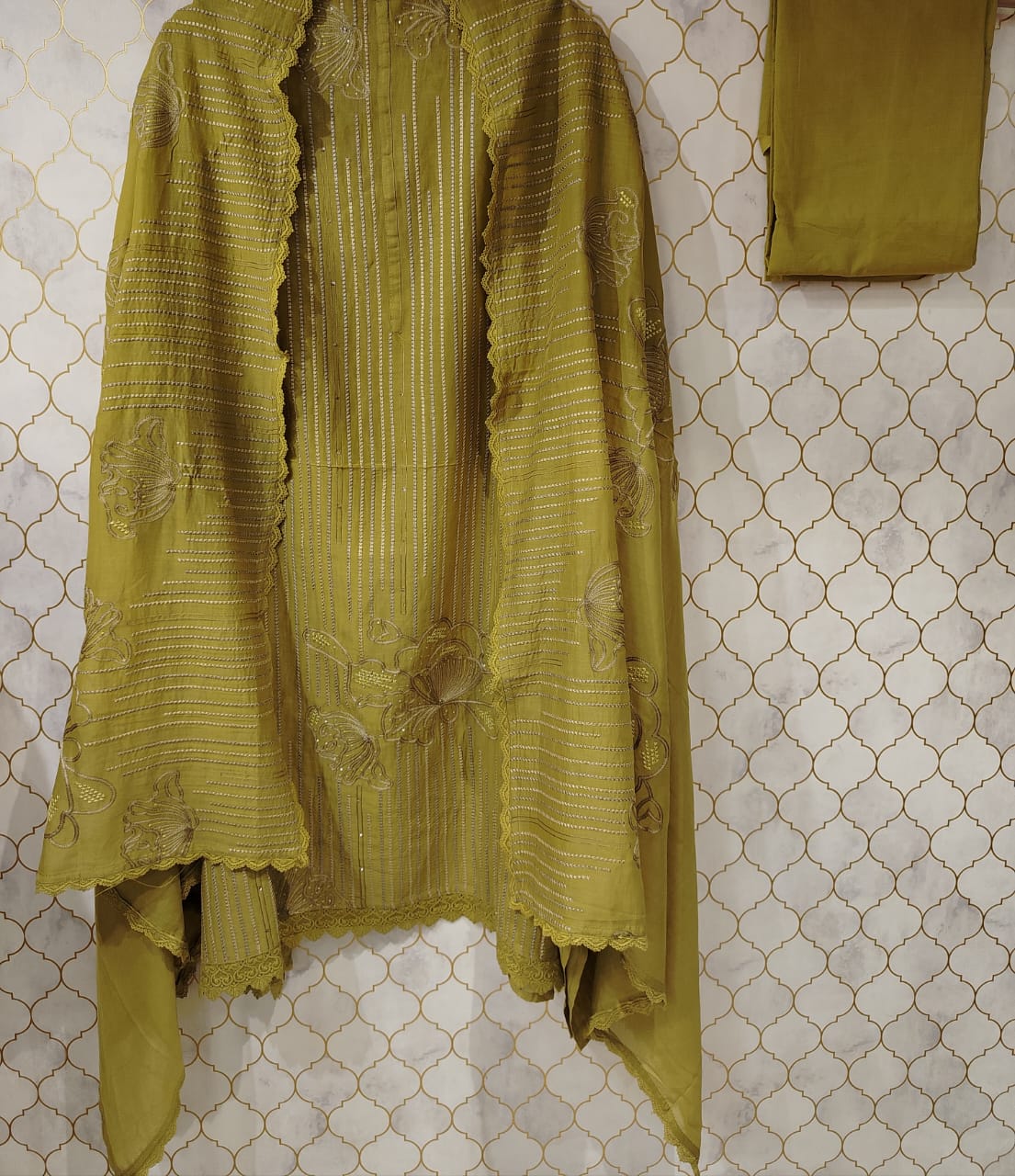 pure cotton muslin suit with highlighted by thread work pure cotton muslin suit with highlighted by thread work
