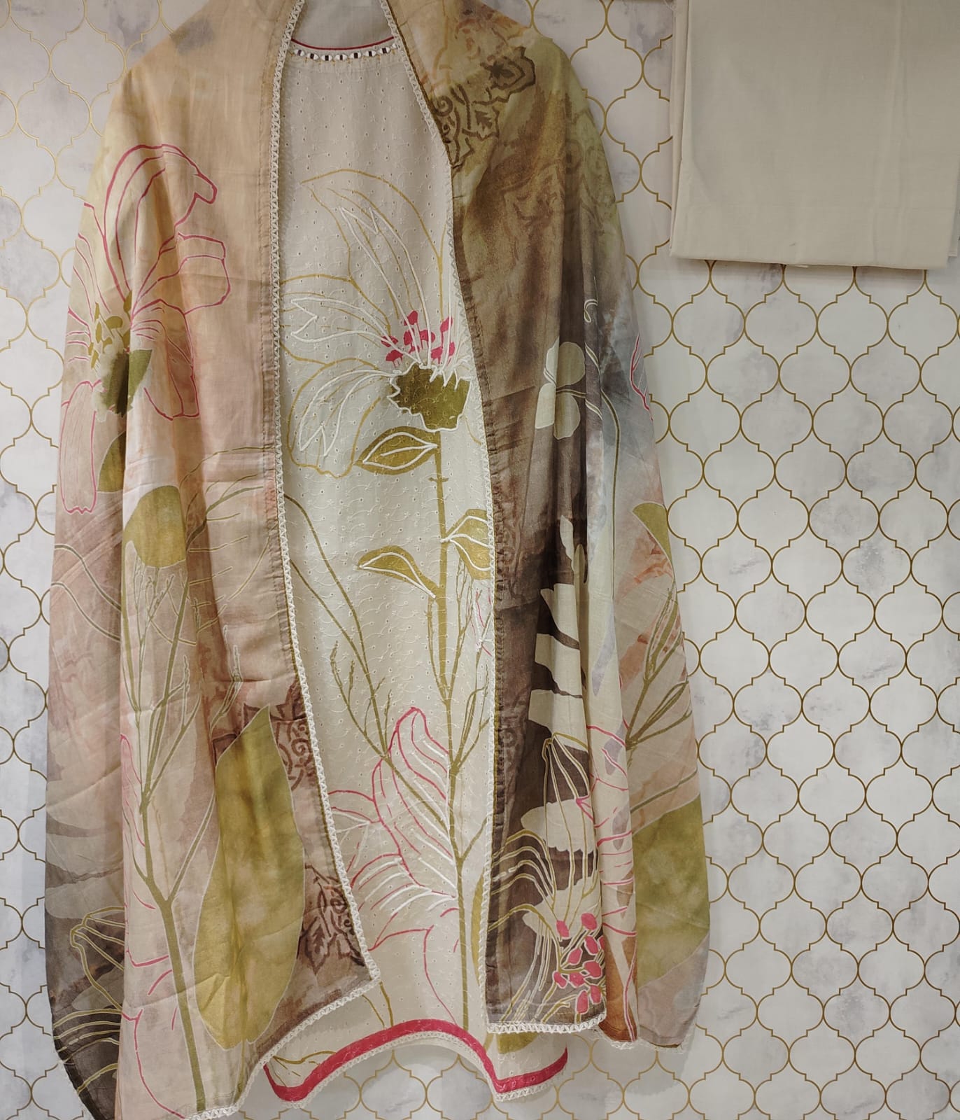 pure digital print cotton chickenkari suit with thread work pure digital print cotton chickenkari suit with thread work