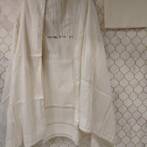pure cotton suit with zig zag lace detailing