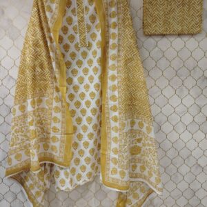 pure printed cotton suit with kurta patti neck