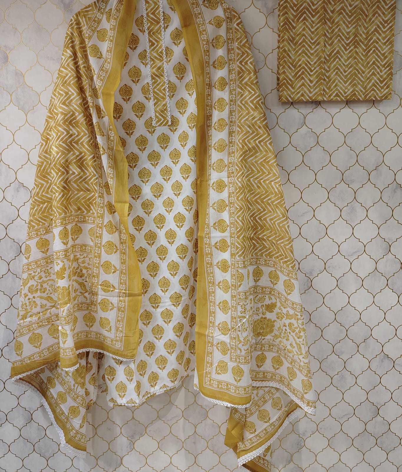 pure printed cotton suit with kurta patti neck pure printed cotton suit with kurta patti neck
