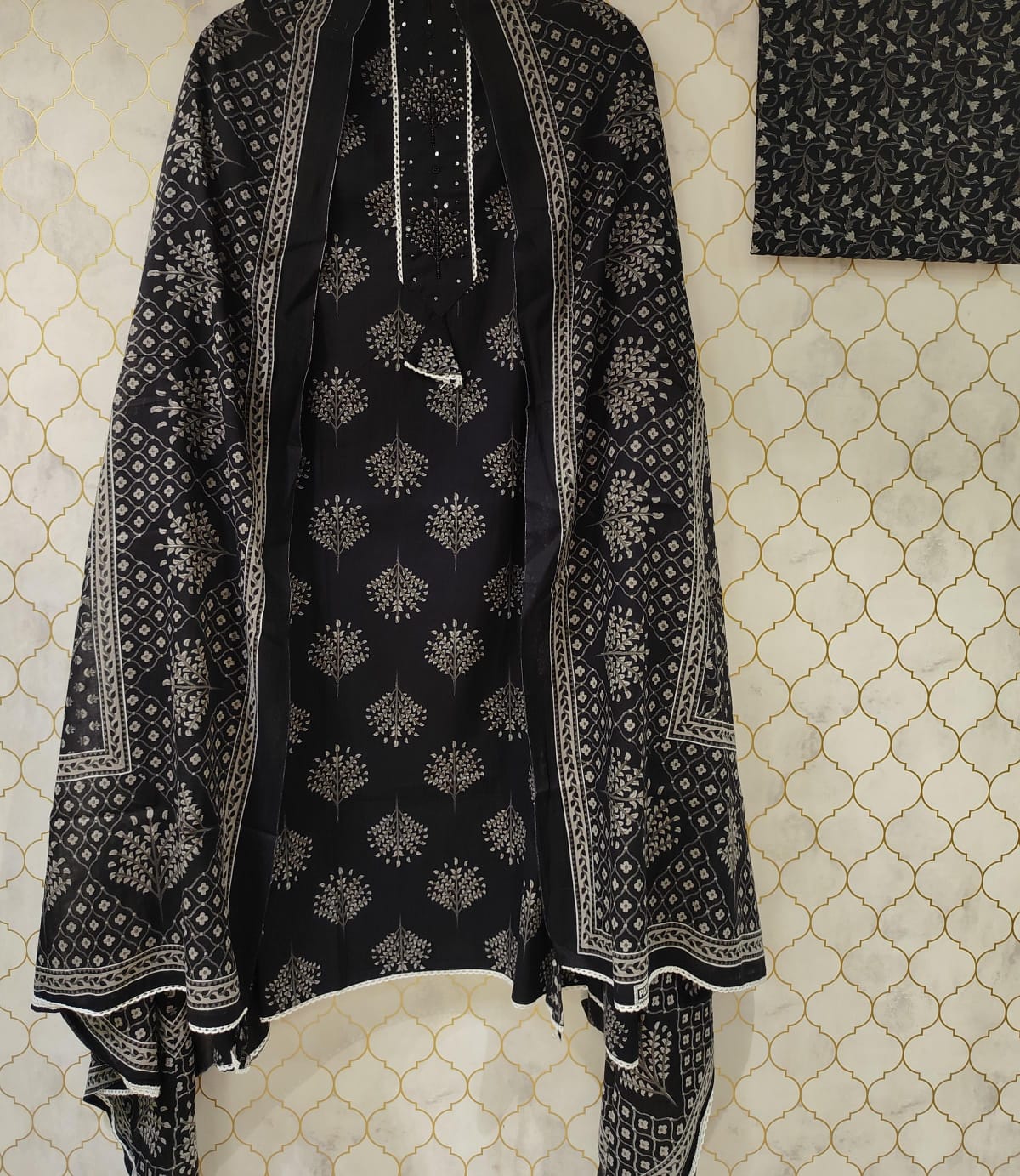 pure printed cotton suit with kurta patti neck pure printed cotton suit with kurta patti neck