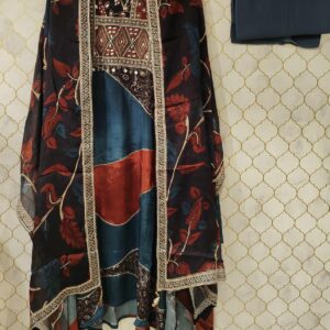 pure printed crepe suit with zari highlighting and sequence