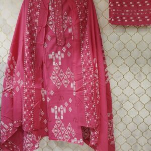 pure printed cotton suit with kurta patti neck with laces on two sides