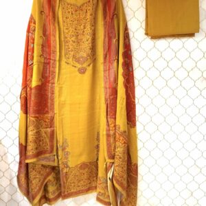 pure muslin suit with jaipuri print and sequence
