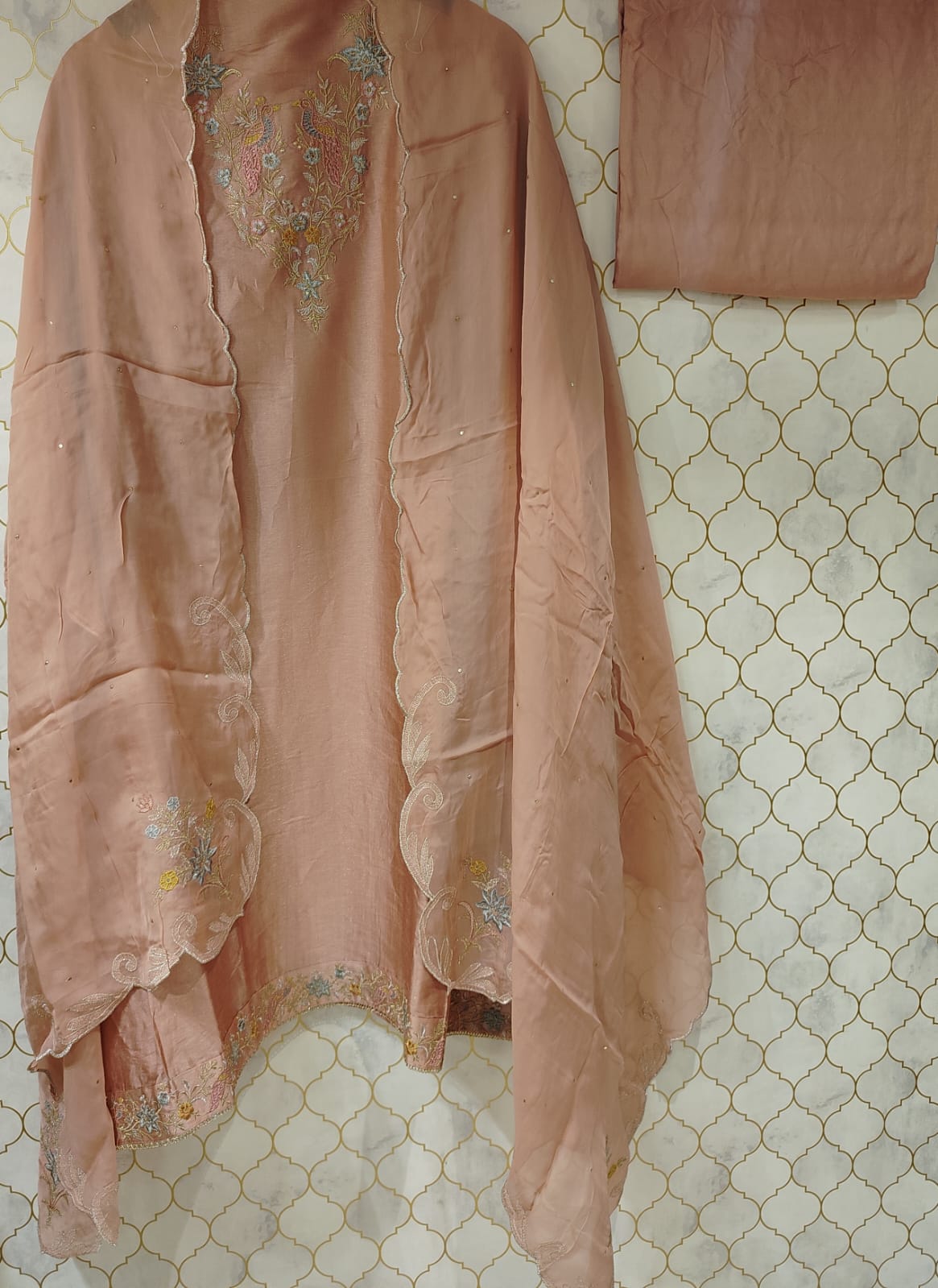 pure tissue organza suit with zari work pure tissue organza suit with zari work