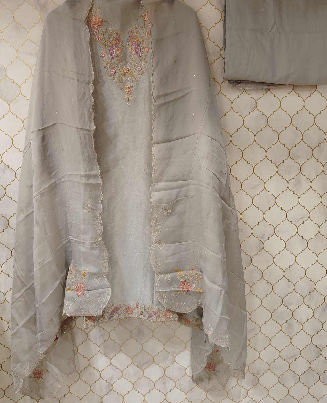 pure tissue organza suit with zari work pure tissue organza suit with zari work