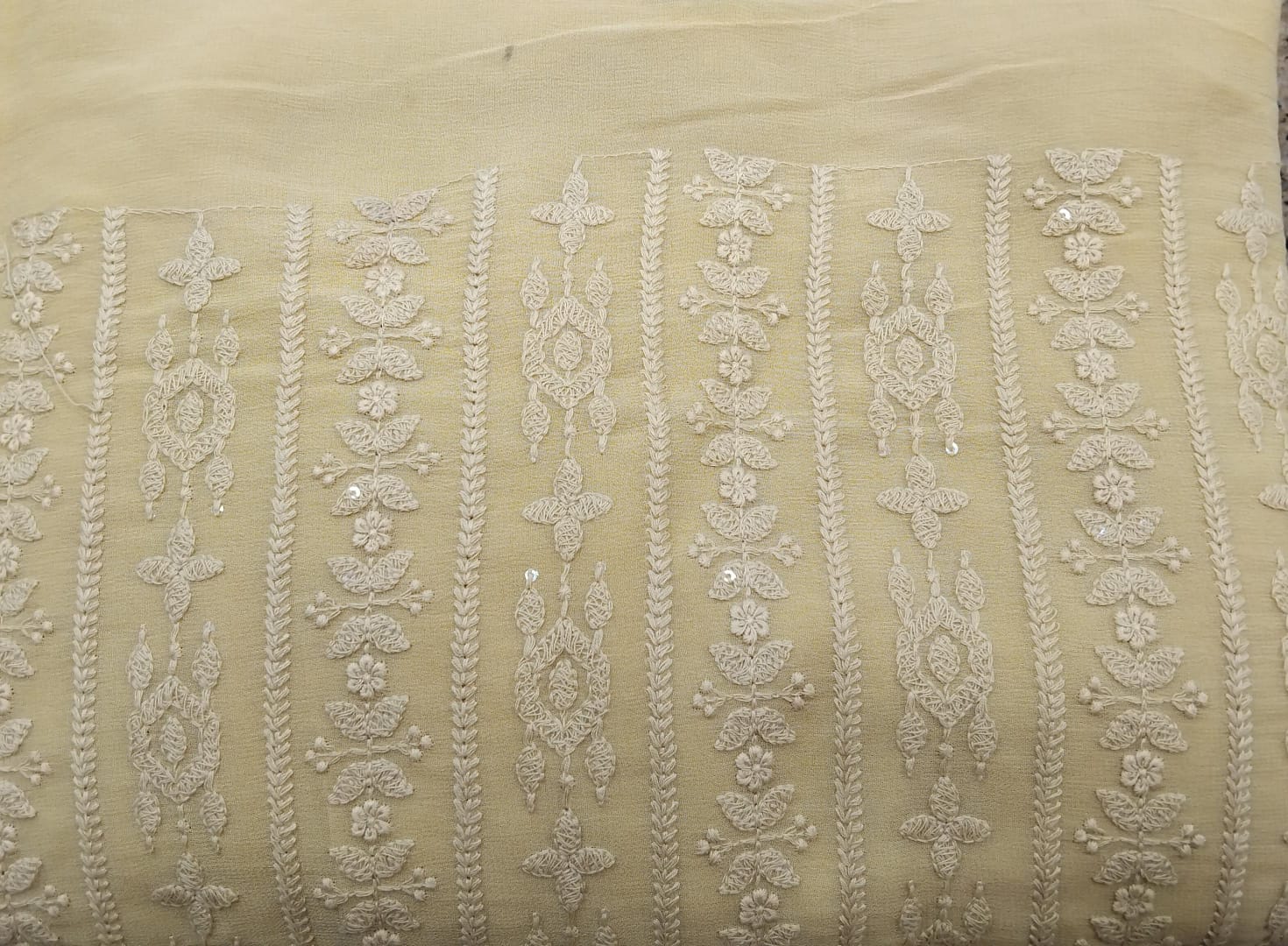 pure georgette lucknowi suit with sequence detailing pure georgette lucknowi suit with sequence detailing