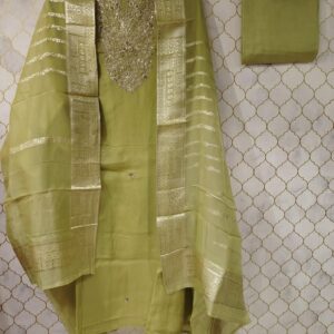 pure organza georgette with embroidery neck