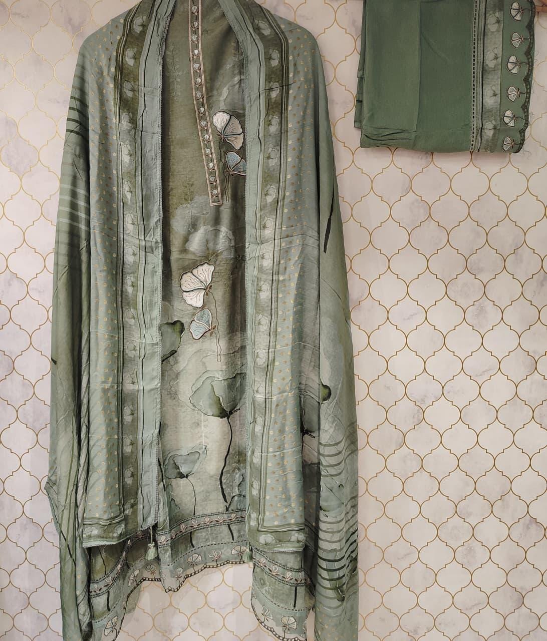 pure muslin with digital print and kurta patti neck pure muslin with digital print and kurta patti neck