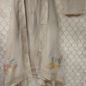 pure tissue with pearls and sequence buties on suit