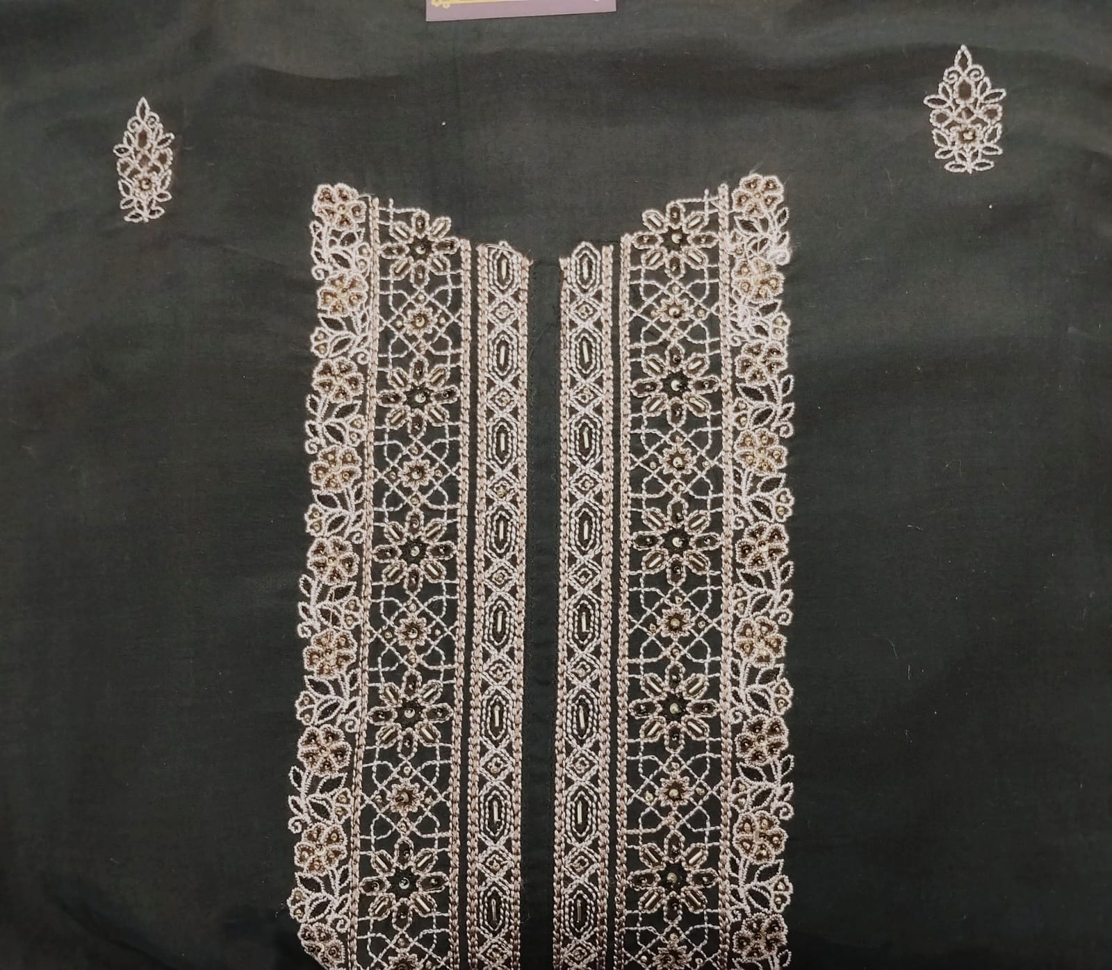 pure cotton muslin suit with thread embroidery with cut dana work pure cotton muslin suit with thread embroidery with cut dana work