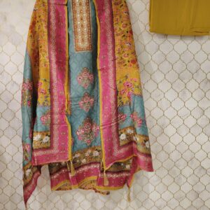 pure printed cotton silk with gotta detailing and cut dana work on neck