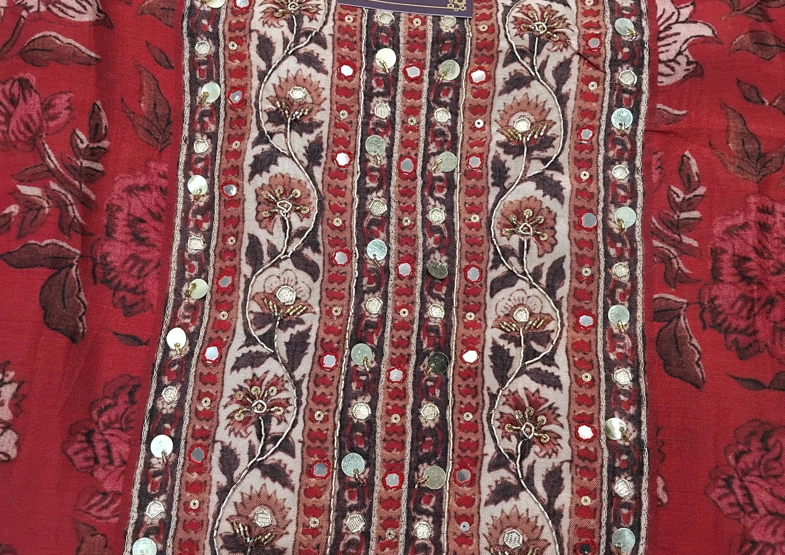 pure printed cotton silk suit with gotta detailing and miror work pure printed cotton silk suit with gotta detailing and miror work