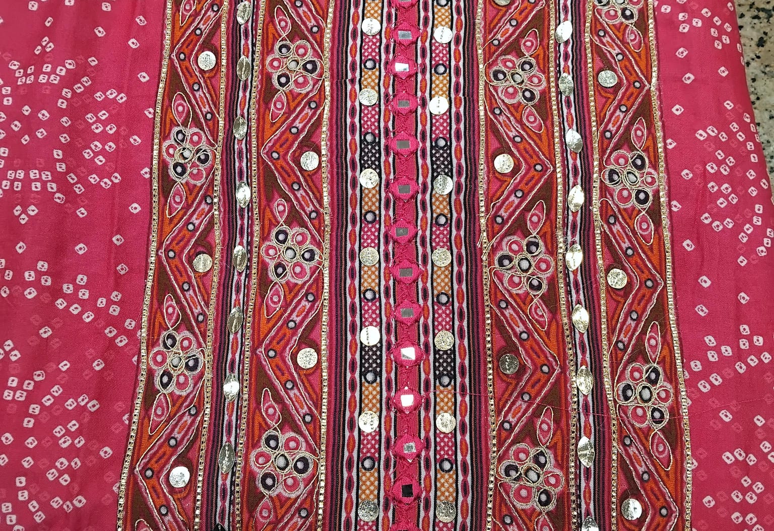 pure printed cotton silk suit with gotta detailing and miror work pure printed cotton silk suit with gotta detailing and miror work