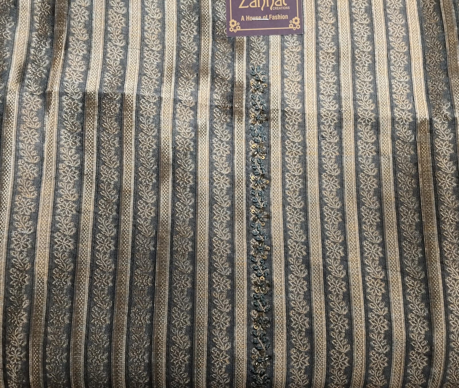 pure banarasi brocade suit with kurta patti neck highlighted with cutdana pure banarasi brocade suit with kurta patti neck highlighted with cutdana