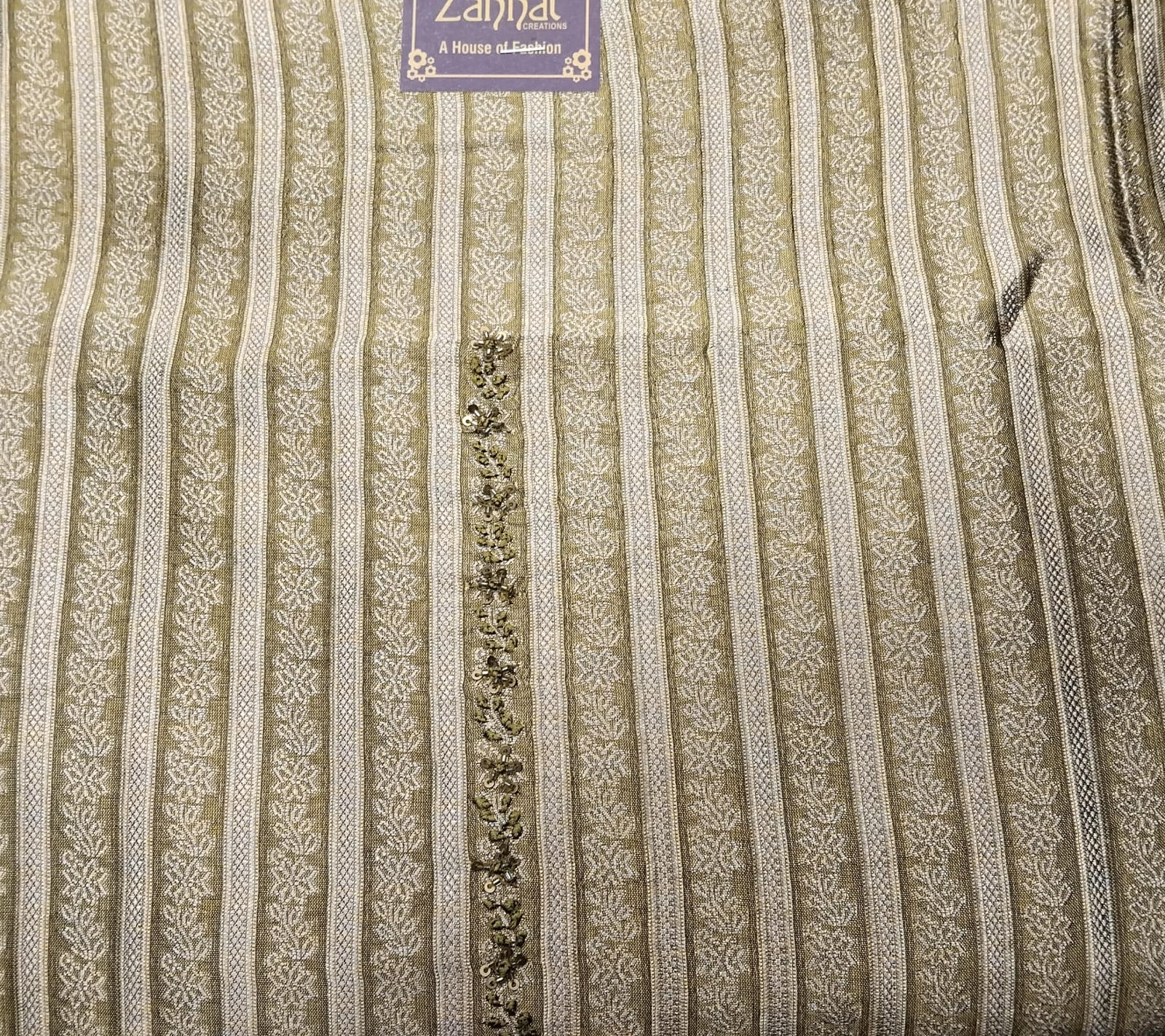pure banarasi brocade suit with kurta patti neck highlighted with cutdana pure banarasi brocade suit with kurta patti neck highlighted with cutdana
