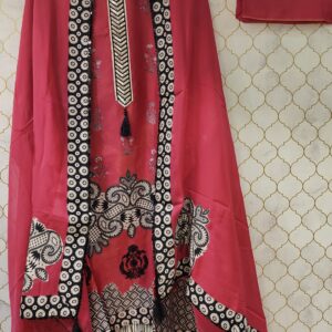 pure printedsuit with tussur silk with kurta patti neck highlighted with sequence