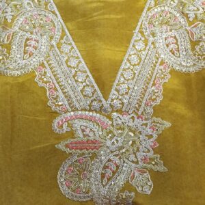 pure tissue silk with zari detailing on neck and also sequence work
