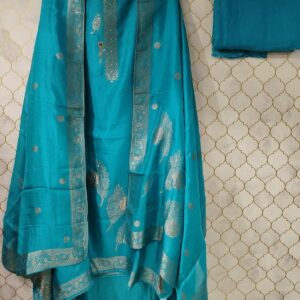 pure tissue silk suit with banarasi printed kurta pati neck