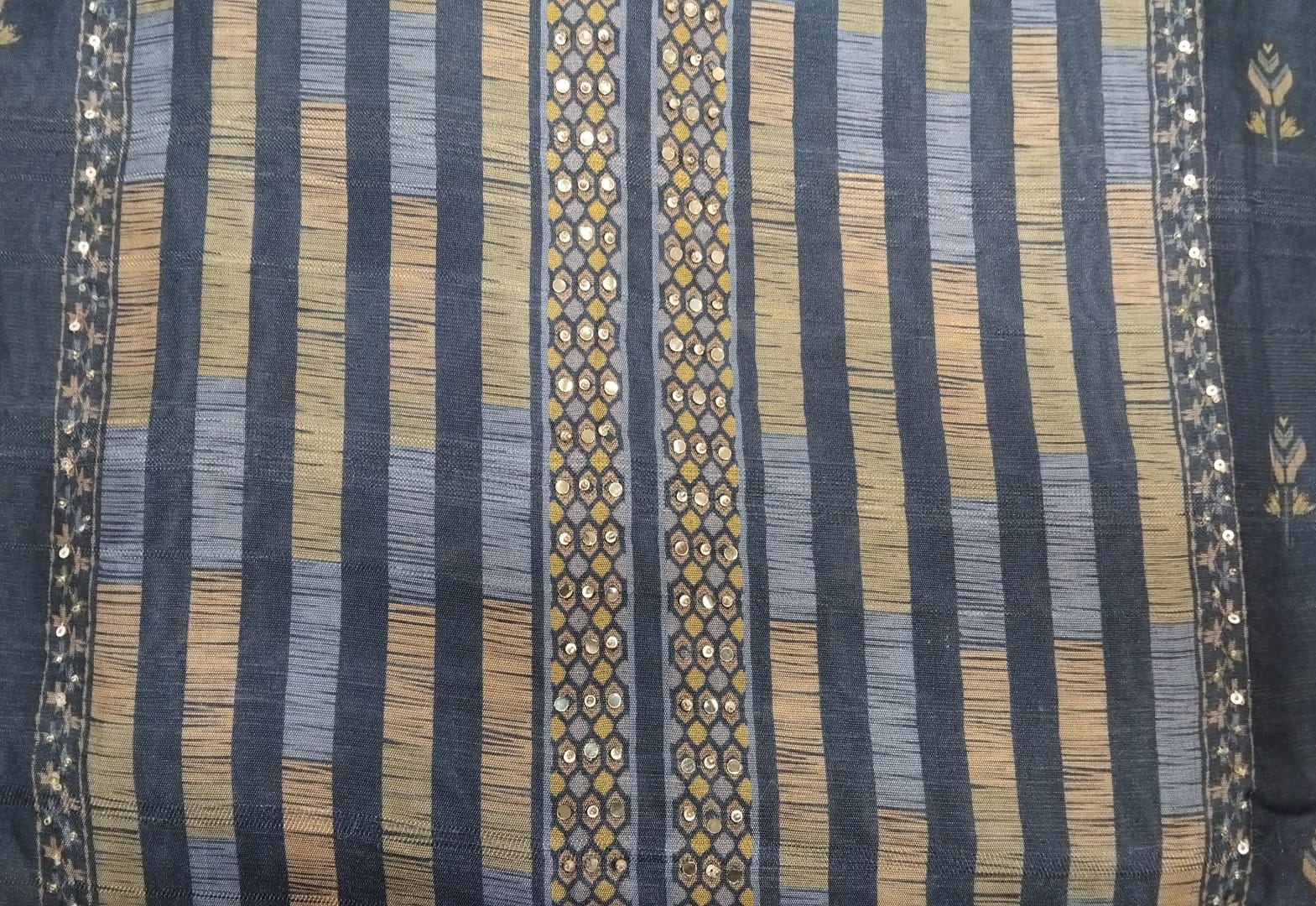 pure printed tussur silk strip suit with sequence pure printed tussur silk strip suit with sequence