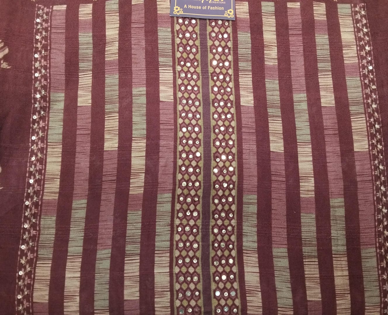 pure printed tussur silk strip suit with sequence pure printed tussur silk strip suit with sequence