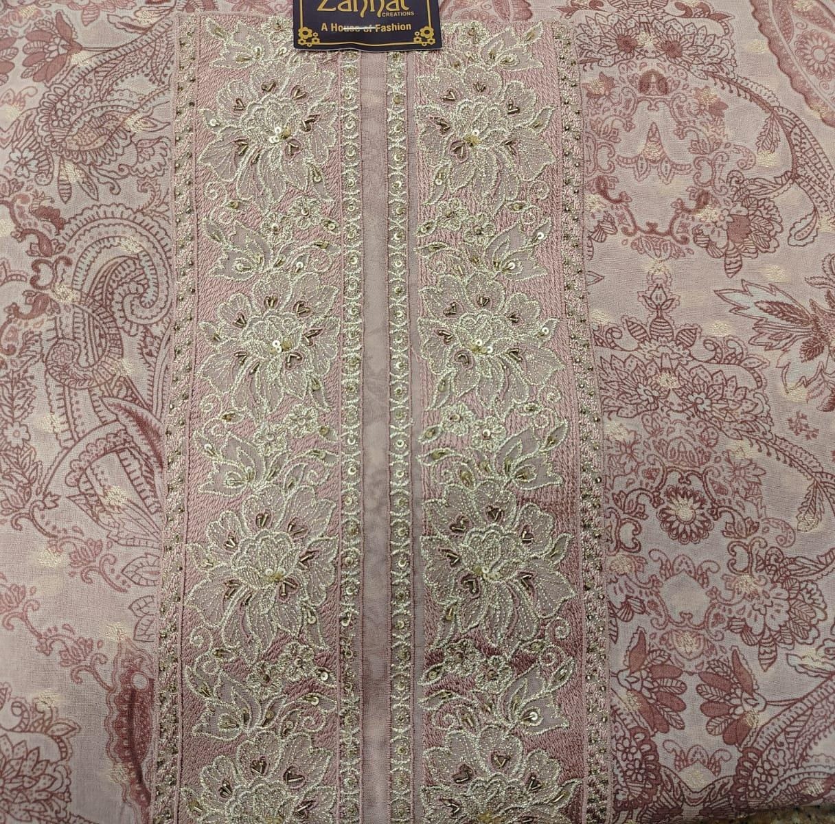 pure printed muslin suit with sequence (2 colors) pure printed muslin suit with sequence (2 colors)
