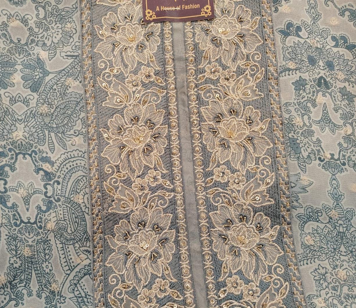 pure printed muslin suit with sequence (2 colors) pure printed muslin suit with sequence (2 colors)
