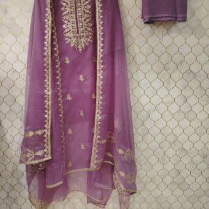 pure oraganza georgette suit with dori embroidery(2 colors)