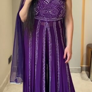 front open anarkali : chinon fabric with cut dana and sequence detailing on all over sarara: chinon fabric