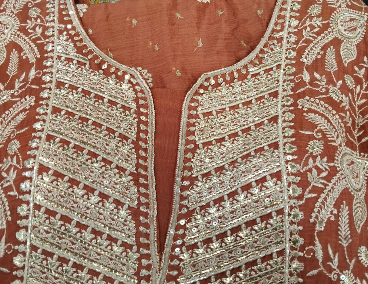 anarkali : pure chiffon with thread embroidery detailing with cut dana and sequence highlighted on all over and also in hemline and sleeves anarkali : pure chiffon with thread embroidery detailing with cut dana and sequence highlighted on all over and also in hemline and sleeves