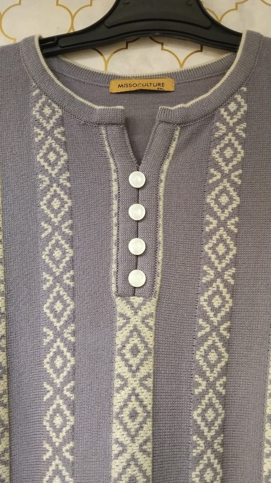 kurti pure wollen strip print with cute buttons on neck kurti pure wollen strip print with cute buttons on neck