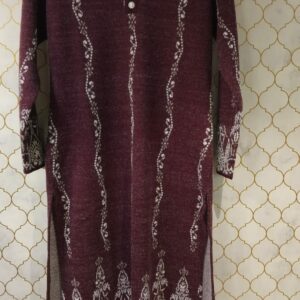 kurti pure woollen strip print and also print in hemline and sleaves with cute buttons on neck