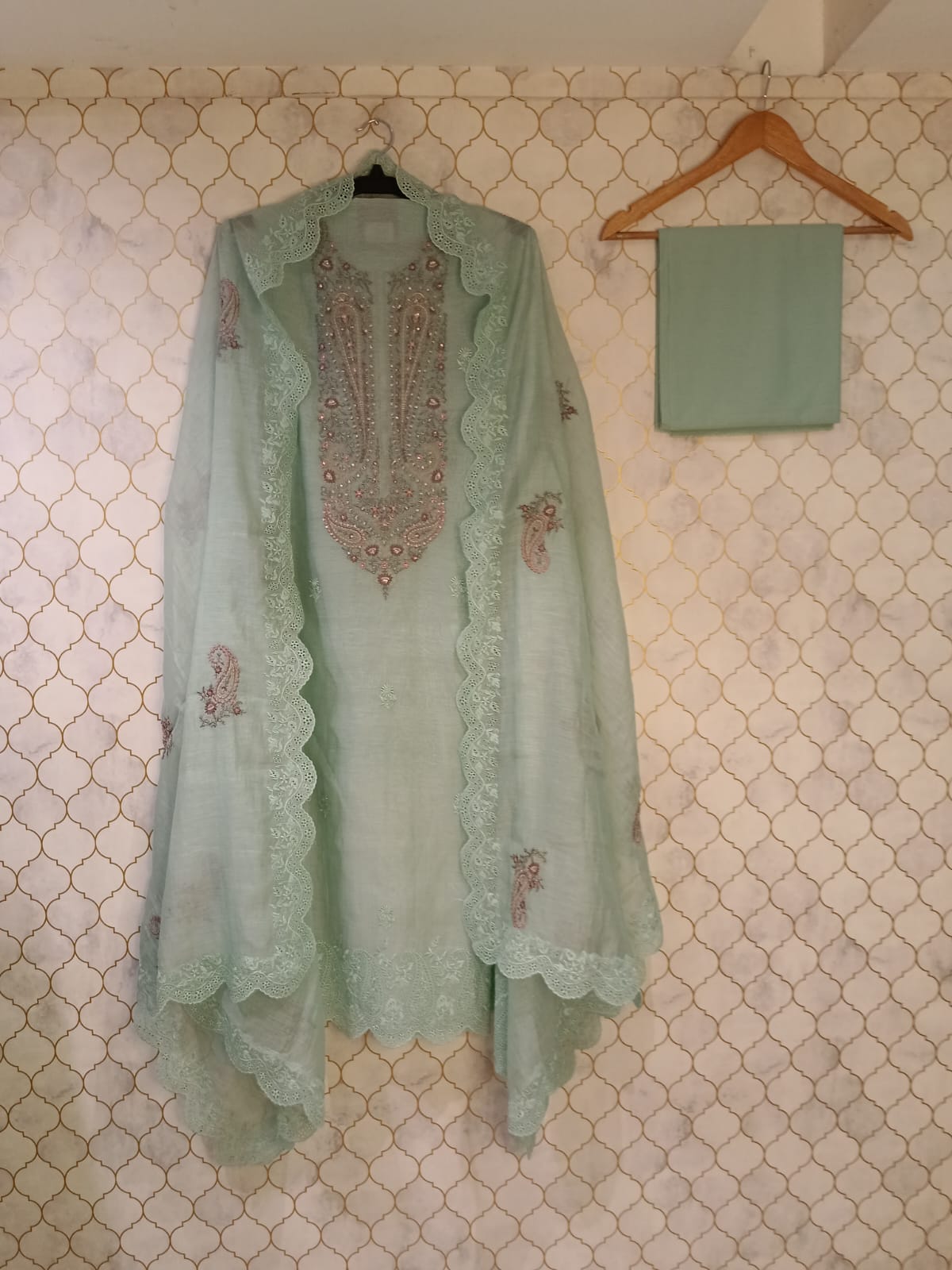 pure mul cotton shirt with neck thread embroidery pure mul cotton shirt with neck thread embroidery