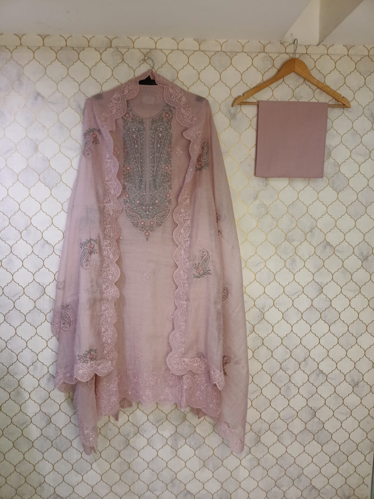pure mul cotton shirt with neck thread embroidery pure mul cotton shirt with neck thread embroidery