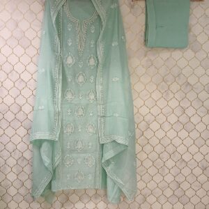 pure mul mul cotton lucknowi printed suit