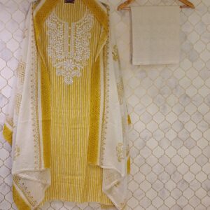 pure cotton leheriya print lucknowi chikankari work
