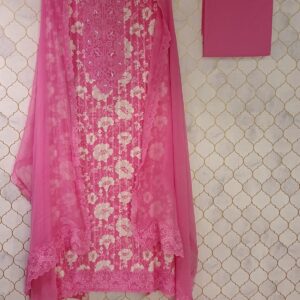 pure mul cotton with all over floral print neckline